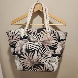 Pottery Barn Emily & Meritt Desert Palm Beach Tote Rope Handles Canvas